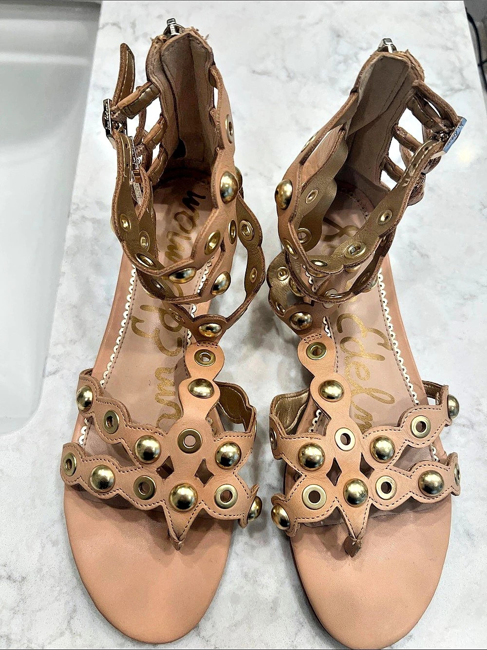 Sam Edelman Estella Studded Gladiator Sandal Sandals Brown US 8